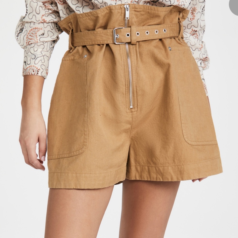 Isabel Marant Tan Belted Women Shorts